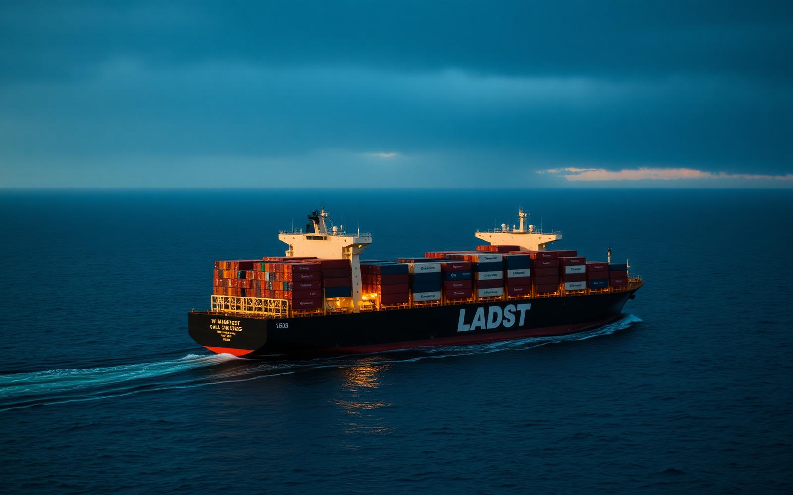 Container ship at sea